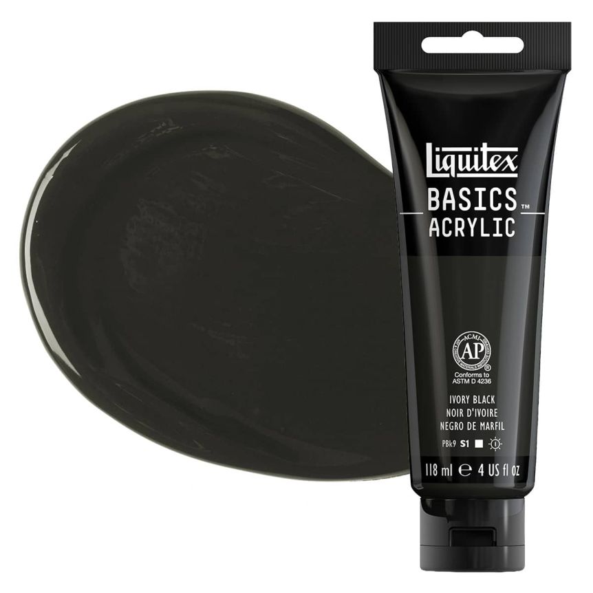 Liquitex Basics Acrylic Paint - Ivory Black, 4oz Tube