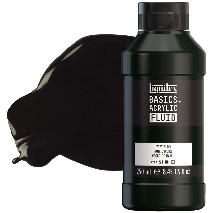 Liquitex BASICS Acrylic Fluid - Ivory Black, 250ml Bottle