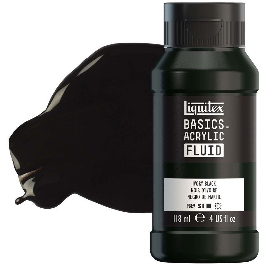 Liquitex　レギュラーアイボリーブラック　4000ml Liquitex Basics Fluid Acrylic - Ivory Black, 4oz Bottle | Jerry's