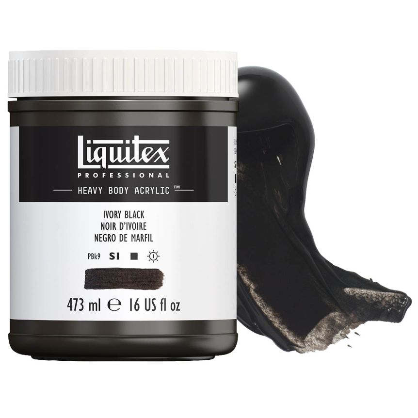 Liquitex Heavy Body Acrylic - Ivory Black, 16oz Jar | Jerry's Artarama