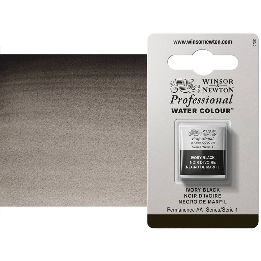Winsor & Newton Professional Watercolor Half Pan - Ivory Black