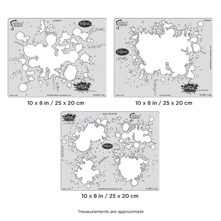 Iwata Artool Airbrush Splatter FX Stencil, Set of 3