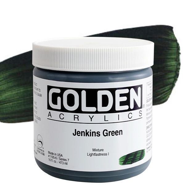 GOLDEN Heavy Body Acrylics - Jenkins Green, 16oz Jar