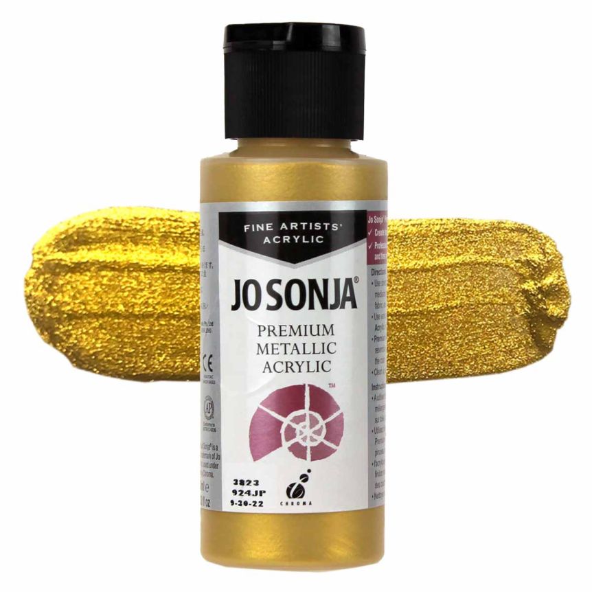 Jo Sonja Premium Acrylic - Metallic Lustrous Gold, 2oz Bottle