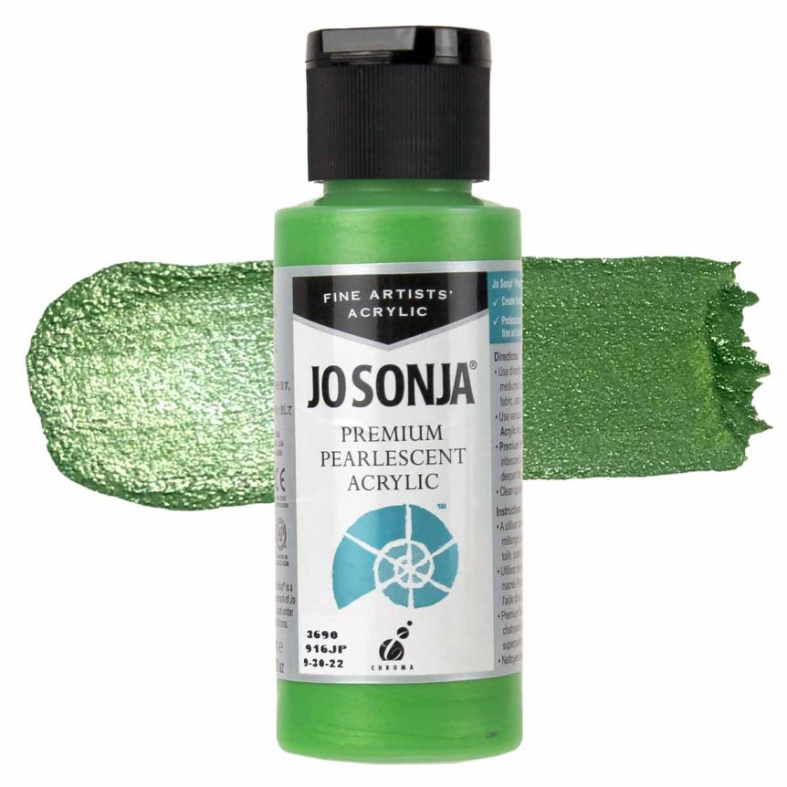 Jo Sonja Premium Acrylic - Pearlescent Green, 2oz Bottle