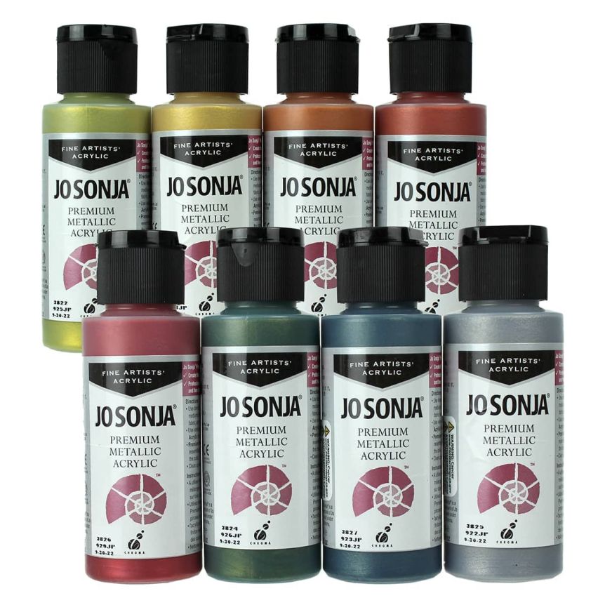 Jo Sonja Premium Acrylic - Metallic Set of 8, 2oz Bottle