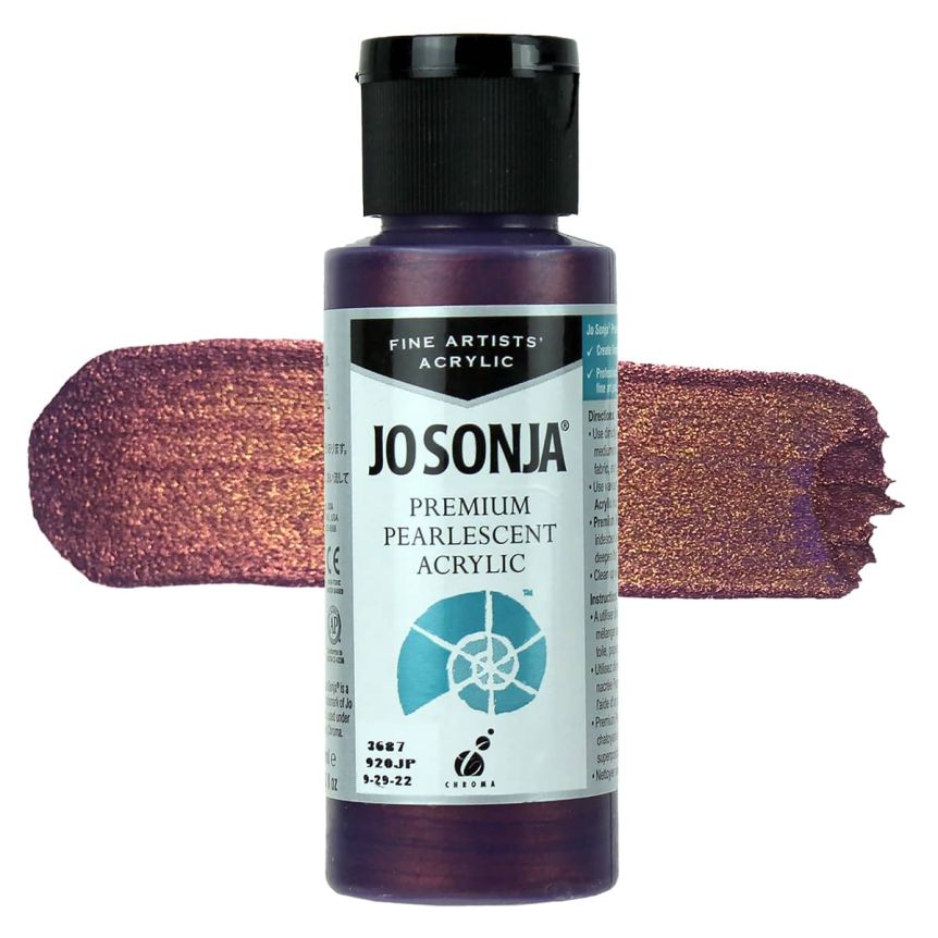 Jo Sonja Premium Acrylic - Pearlescent Dark Red Violet, 2oz Bottle