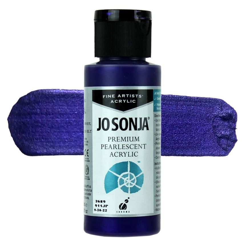 Jo Sonja Premium Acrylic - Pearlescent Deep Violet, 2oz Bottle