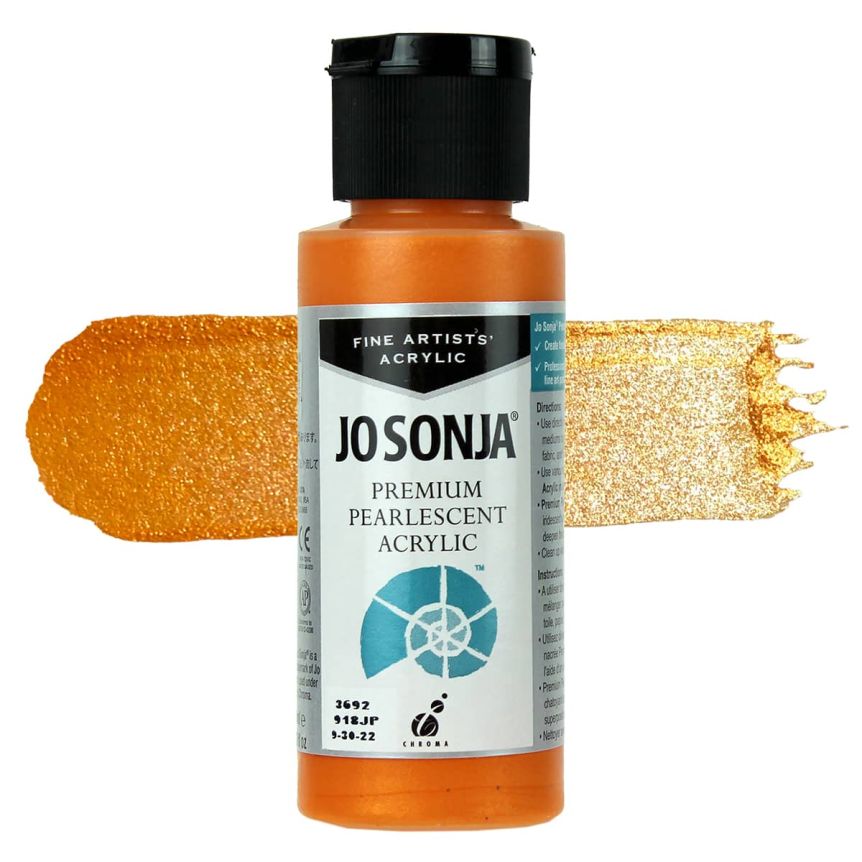 Jo Sonja Premium Acrylic - Pearlescent Orange, 2oz Bottle