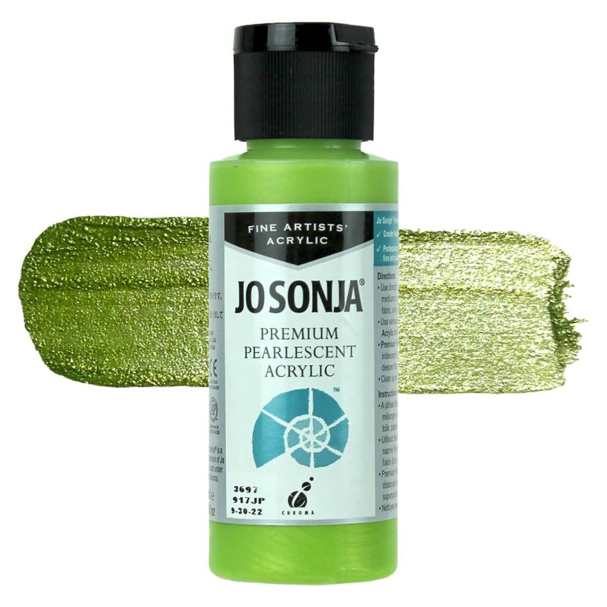 Jo Sonja Premium Acrylic - Pearlescent Yellow Green, 2oz Bottle