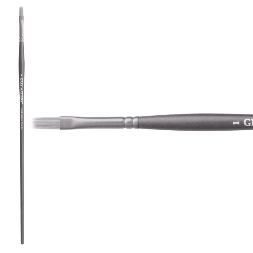 Jack Richeson Grey Matters Series 9822 Long Handle Sz 1 Flat Synthetic Acrylic Brush