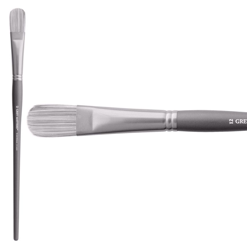 Jack Richeson Grey Matters Series 9823 Long Handle Sz 12 Filbert Synthetic Acrylic Brush