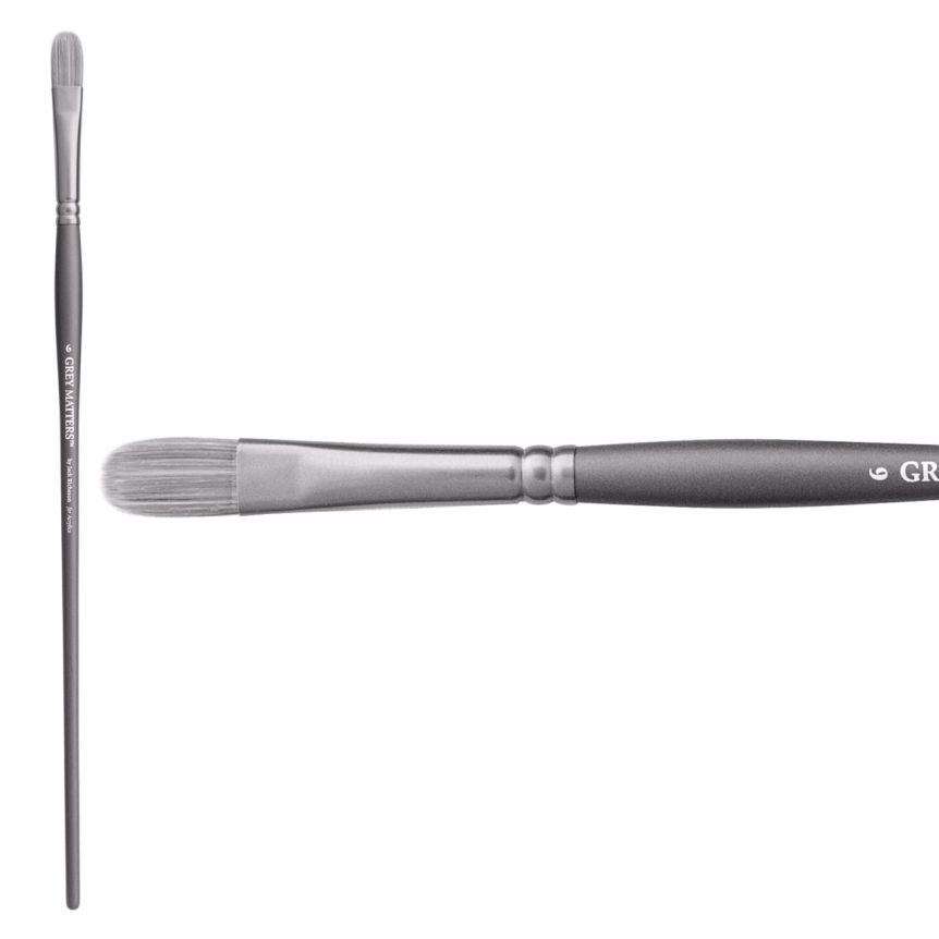 Jack Richeson Grey Matters Series 9823 Long Handle Sz 6 Filbert Synthetic Acrylic Brush