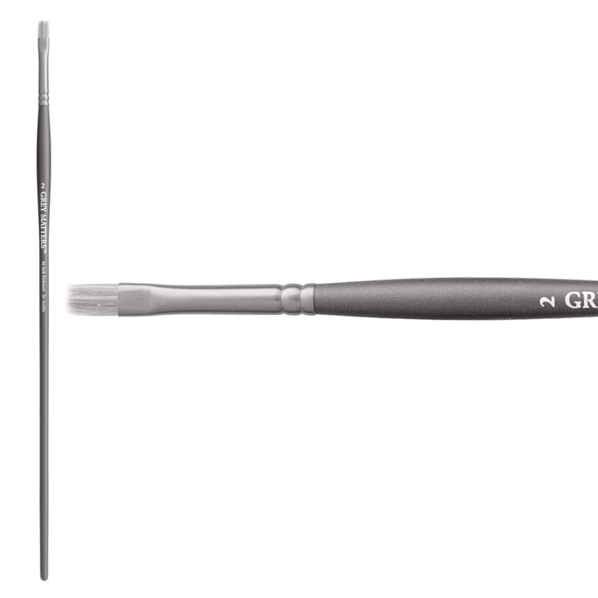 Jack Richeson Grey Matters Series 9824 Long Handle Sz 2 Bright Synthetic Acrylic Brush