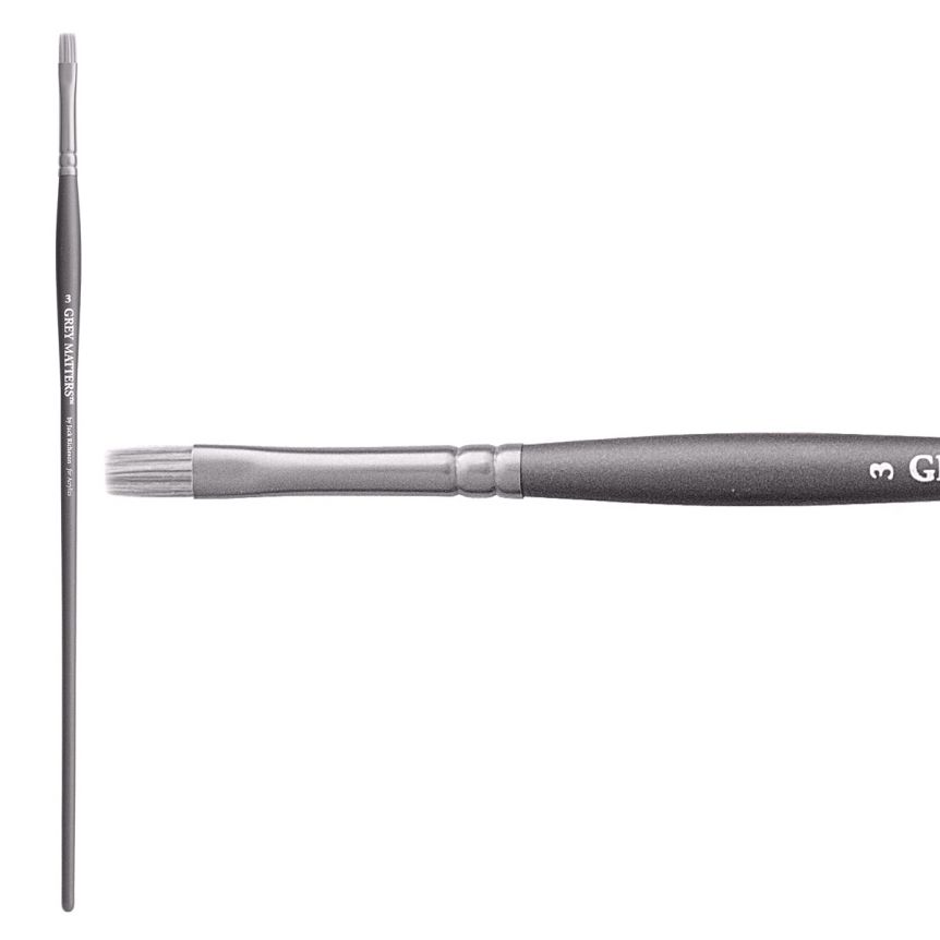 Jack Richeson Grey Matters Series 9824 Long Handle Sz 3 Bright Synthetic Acrylic Brush