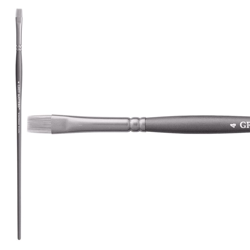 Jack Richeson Grey Matters Series 9824 Long Handle Sz 4 Bright Synthetic Acrylic Brush