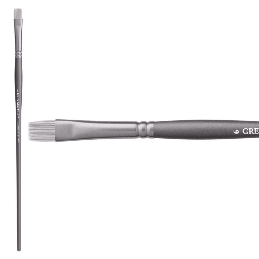 Jack Richeson Grey Matters Series 9824 Long Handle Sz 6 Bright Synthetic Acrylic Brush
