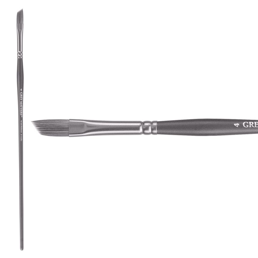 Jack Richeson Grey Matters Series 9826 Long Handle Sz 4 Angle Synthetic Acrylic Brush