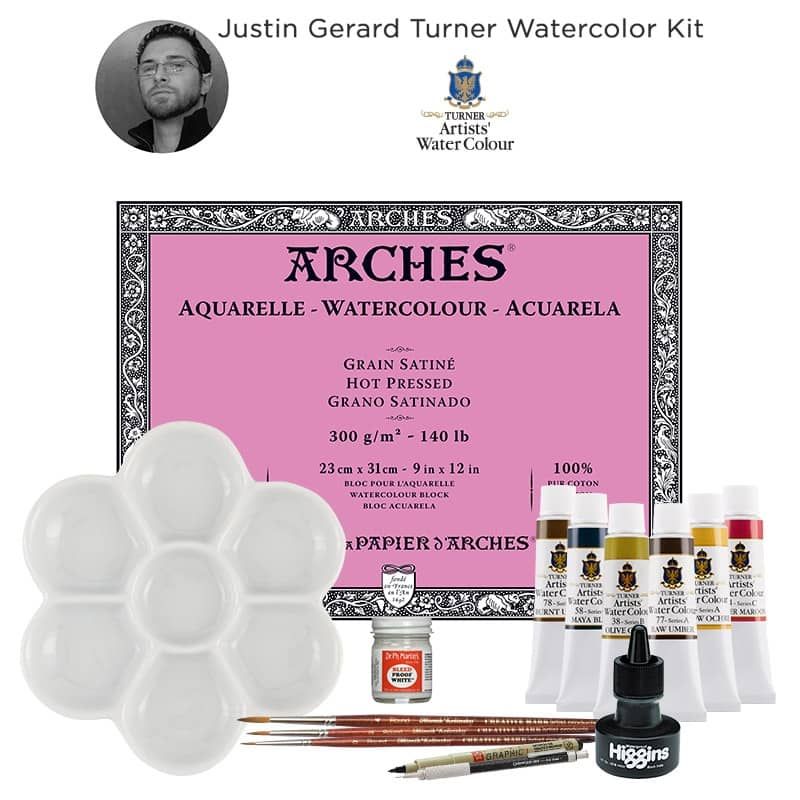 Justin Gerard Turner Watercolors Arches Artist Signature Set of 6