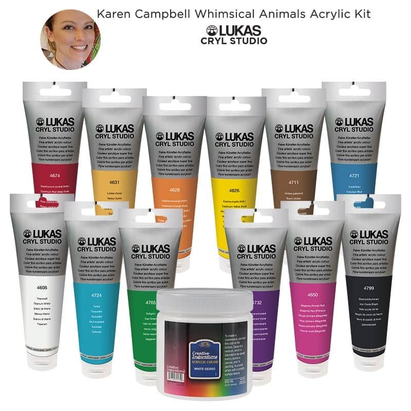 Karen Campbell LUAKS CRY Studio Acrylic Whimsical Animals Kit