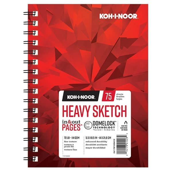 Koh-I-Noor 70lb Heavy Sketch Pad 5.5X8.5in 75 Sheet Spiral In/Out