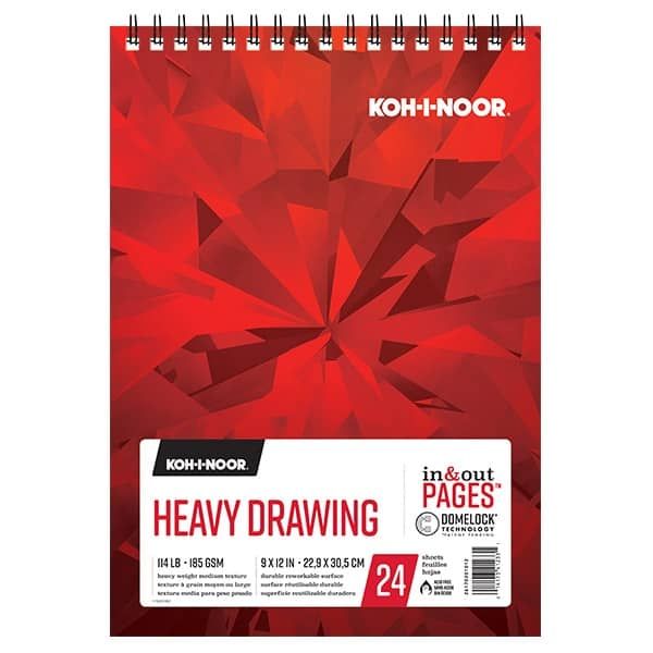 Koh-I-Noor 114lb Draw Pad White 9x12in-24 Sheet Spiral In/Out