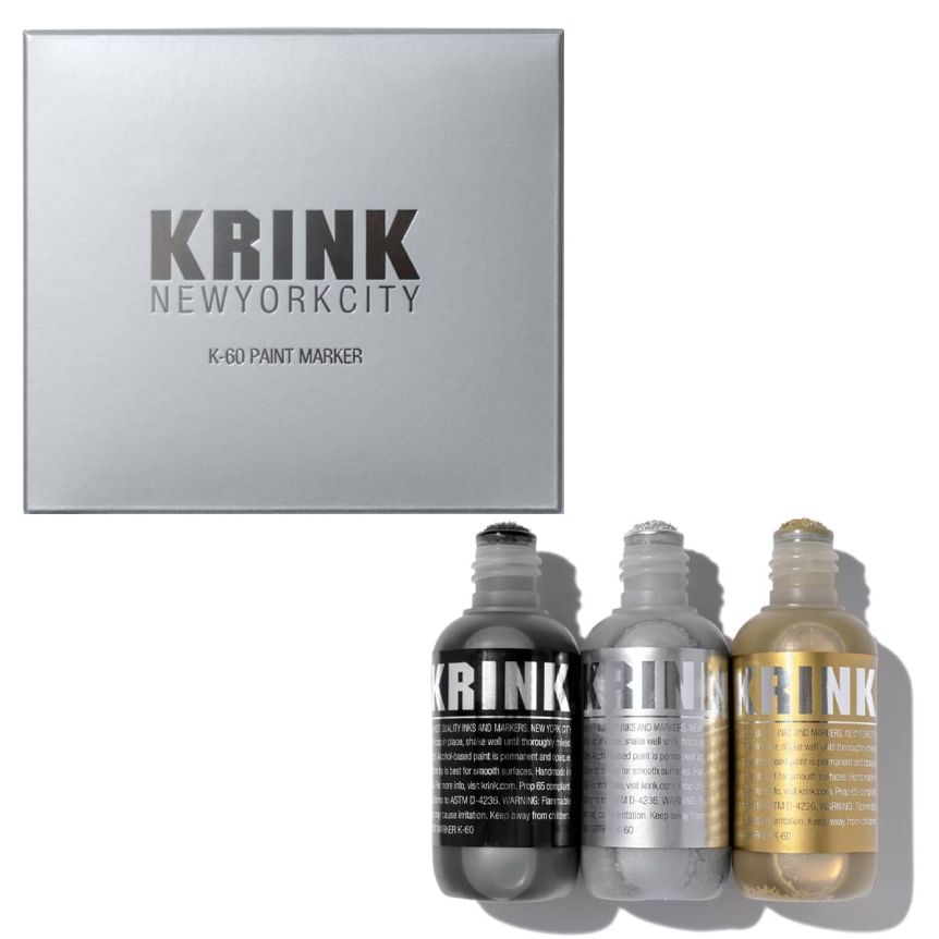 Krink K-60 Dabber Alcohol-Base Paint Marker Set of 3 Gold/Silver/Black