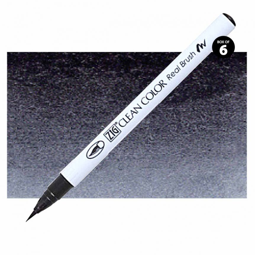 Kuretake Zig Clean Color Brush Marker Black (Box of 6)