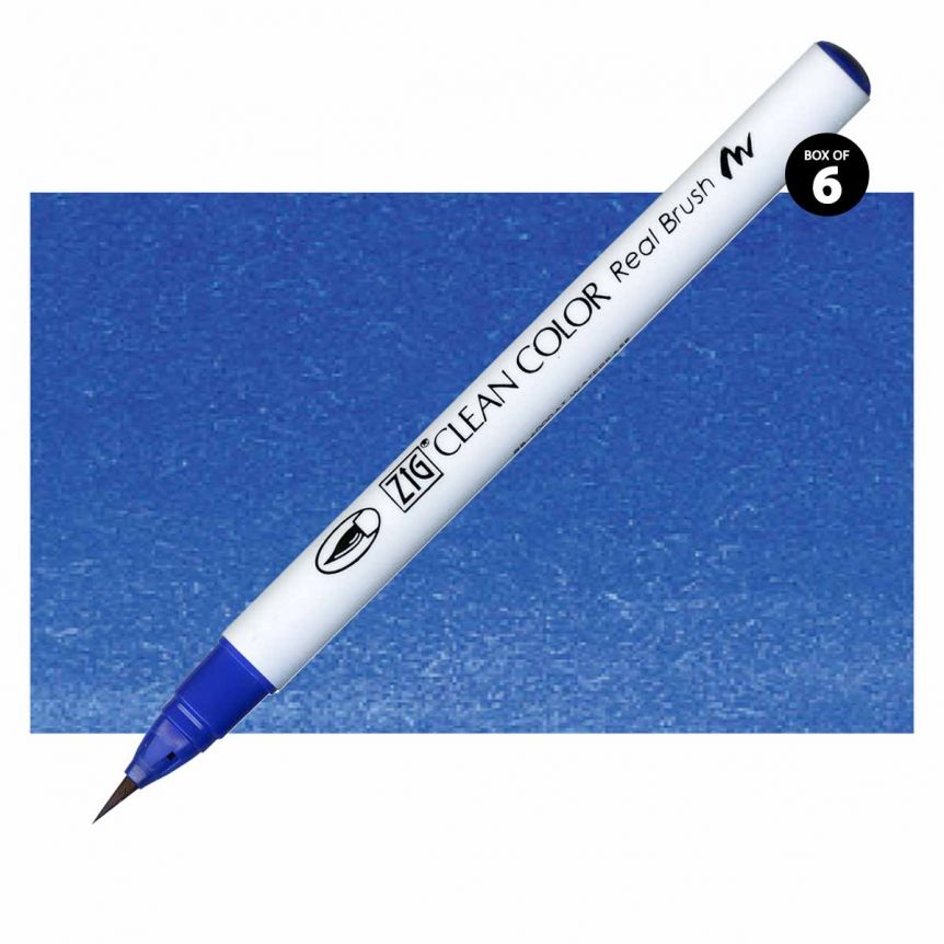 Kuretake Zig Clean Color Brush Marker Blue (Box of 6)