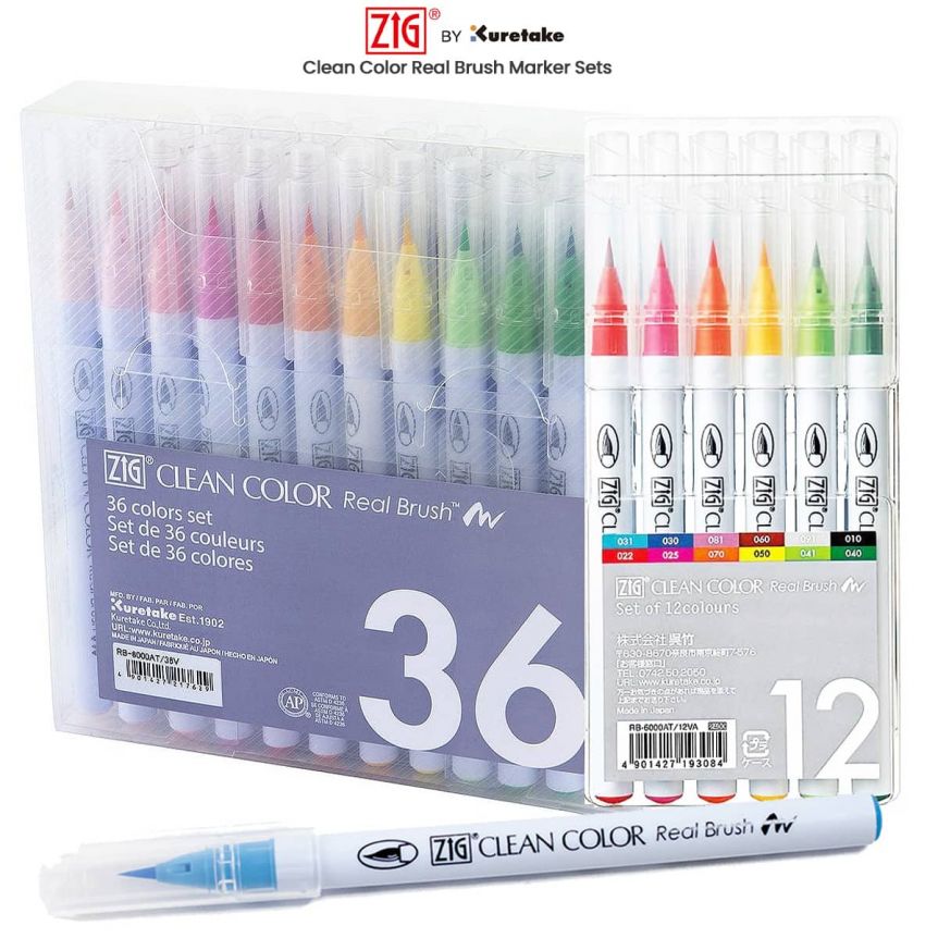 Zig Clean Color Real Brush - Grayscale Set of 20