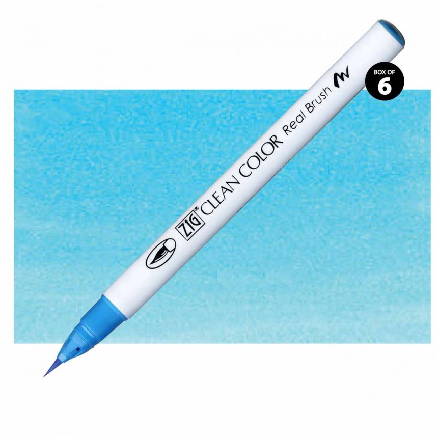 Kuretake Zig Clean Color Brush Marker Cobalt Blue (Box of 6)