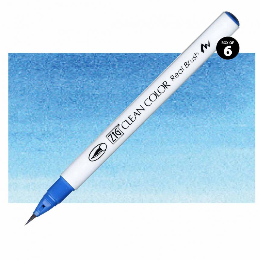 Kuretake Zig Clean Color Brush Marker Cornflour Blue (Box of 6)