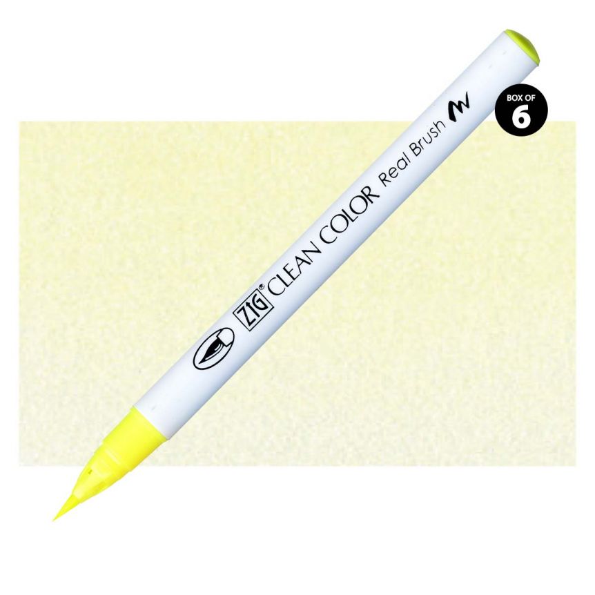 Kuretake Zig Clean Color Brush Marker Fluorescent Yellow (Box of 6) 