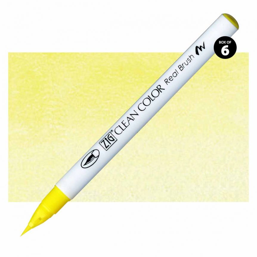 Kuretake Zig Clean Color Brush Marker Lemon Yellow (Box of 6) 