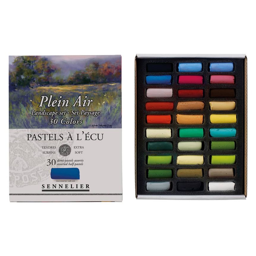 Sennelier Extra Soft Pastel Cardboard Box Set of 30 - Landscape Colors, Half-Sticks
