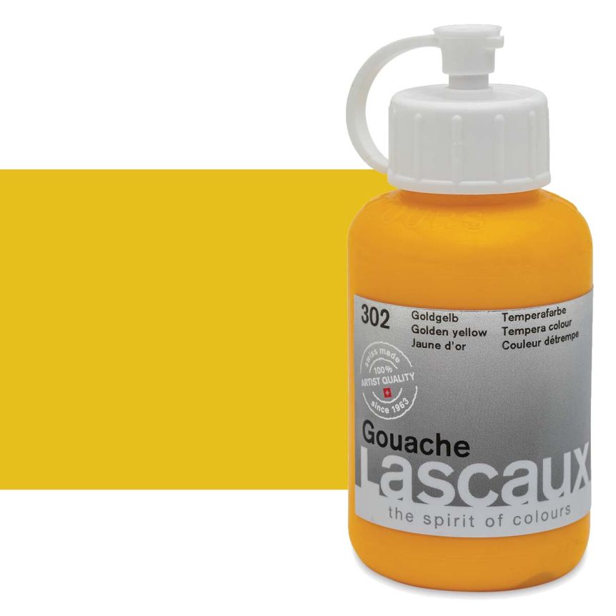 Lascaux Acrylic Gouache Paint Golden Yellow 85ml Bottle