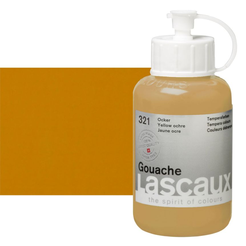 Lascaux Acrylic Gouache Paint Yellow Ochre 85 ml Bottle