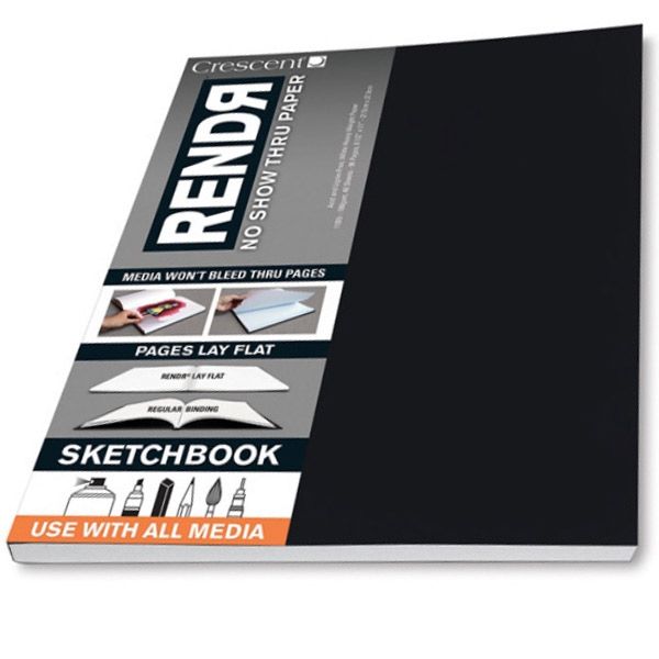 Crescent Rendr No Show Thru Lay Flat Sketchbook 8.5x11" (48 sheets)