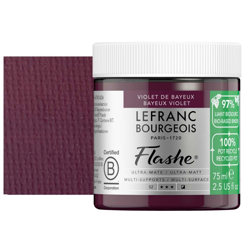 Lefranc Bourgeois Flashe Biobased Paint - Bayeux Violet, 75 ml Jar