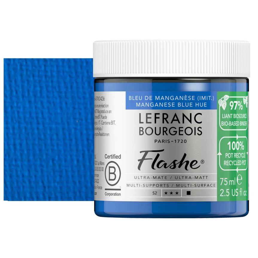 Lefranc Bourgeois Flashe Biobased Paint - Manganese Blue Hue, 75 ml Jar