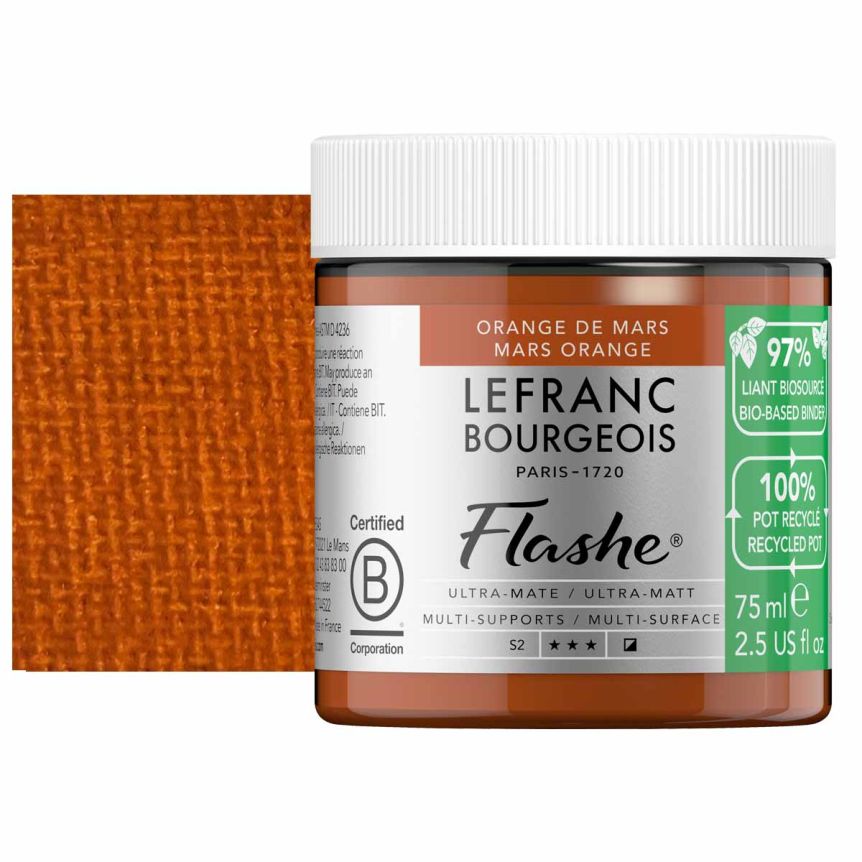 Lefranc Bourgeois Flashe Biobased Paint - Mars Orange, 75 ml Jar