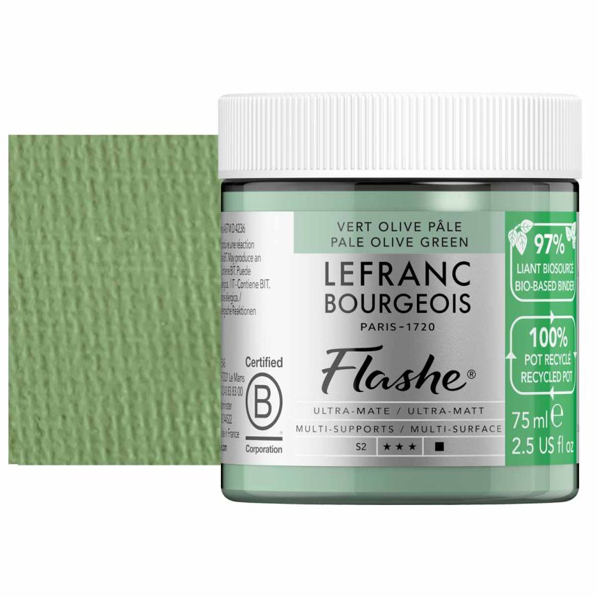 Lefranc Bourgeois Flashe Biobased Paint - Pale Olive Green, 75 ml Jar