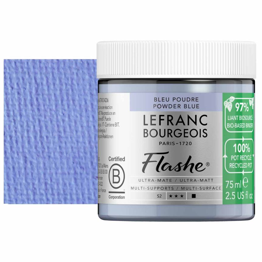 Lefranc Bourgeois Flashe Biobased Paint - Powder Blue, 75 ml Jar