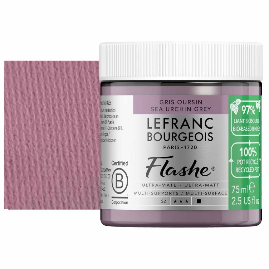 Lefranc Bourgeois Flashe Biobased Paint - Sea Urchin Grey, 75 ml Jar