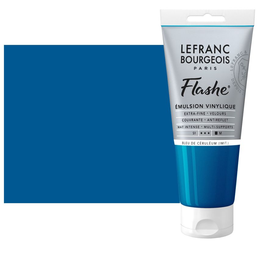 Lefranc & Bourgeois Flashe Vinyl Paint - Cerulean Blue, 80ml Tube