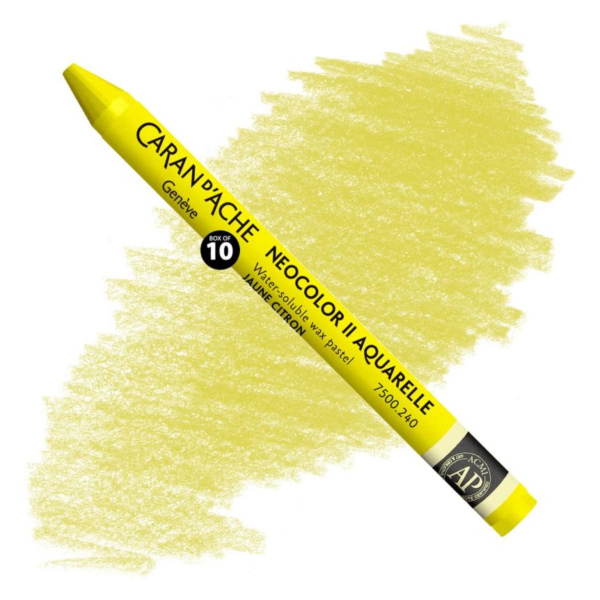Caran d'Ache Neocolor II Water-Soluble Wax Pastels - Lemon Yellow, No. 240 (Box of 10)