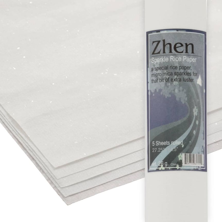 Lian Zhen Sparkle Rice Paper, 27-1/4” x 54-1/2” - 5 rolled sheets