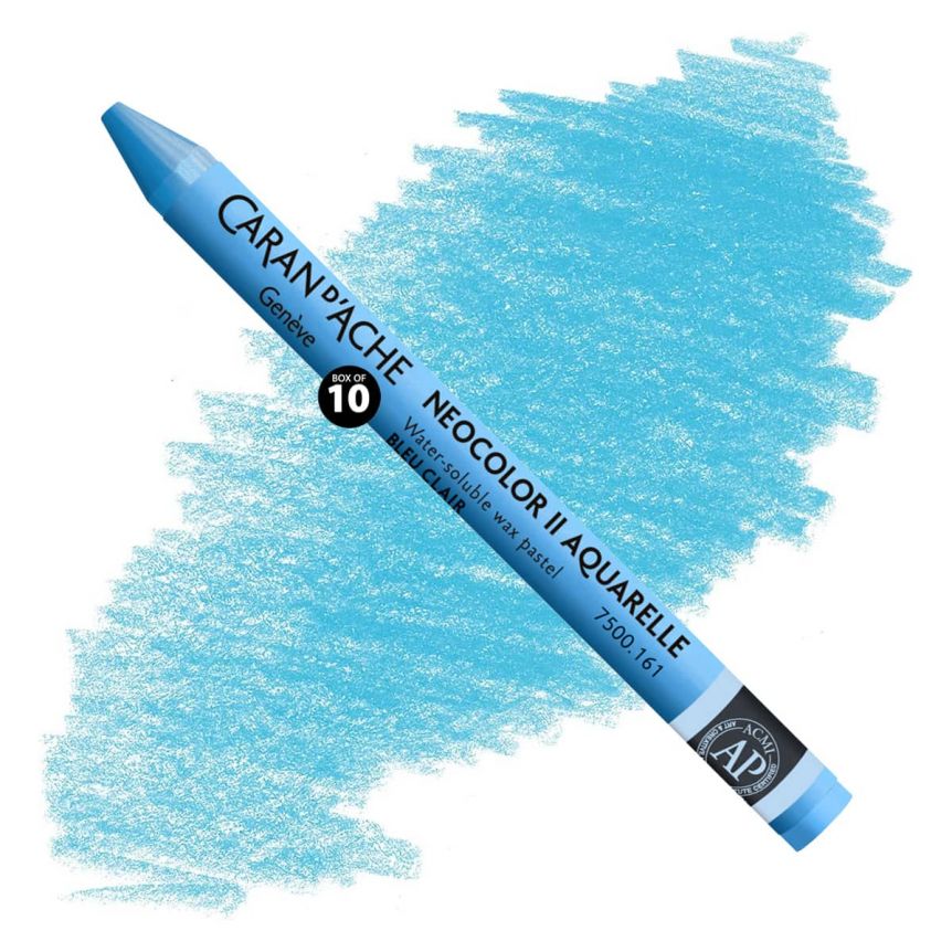 Caran d'Ache Neocolor II Water-Soluble Wax Pastels - Light Blue, No. 161 (Box of 10)