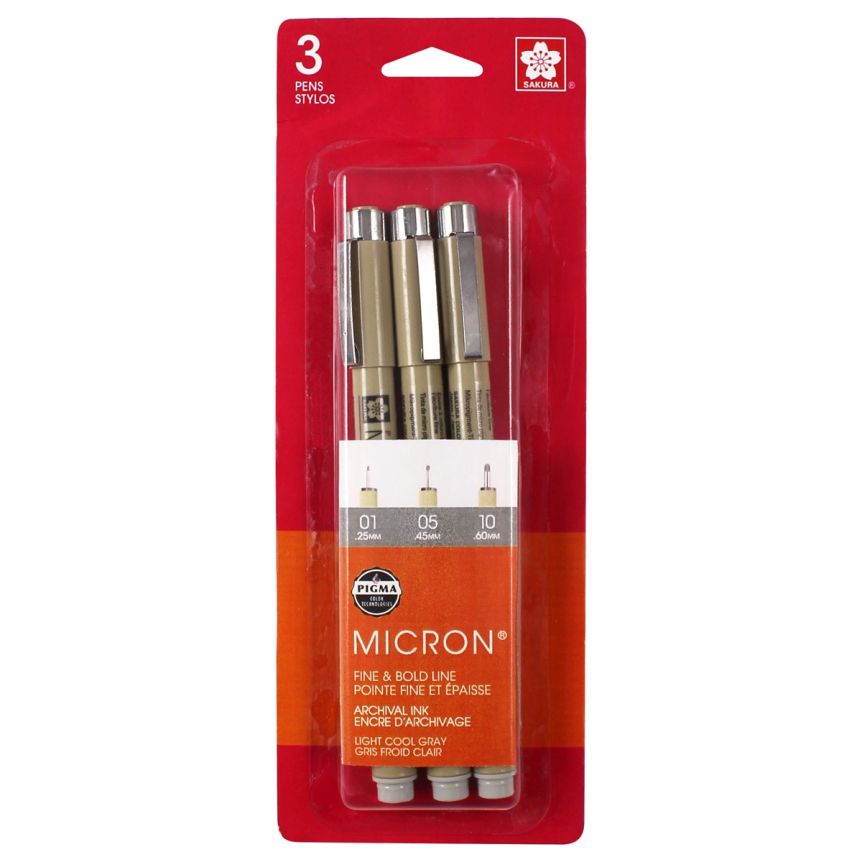 Sakura Pigma Micron Pen 10 Set Assorted Grays & Black