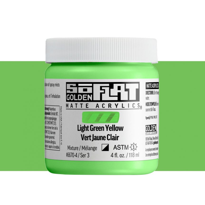 GOLDEN SoFlat Matte Acrylic - Light Green Yellow, 4oz Jar